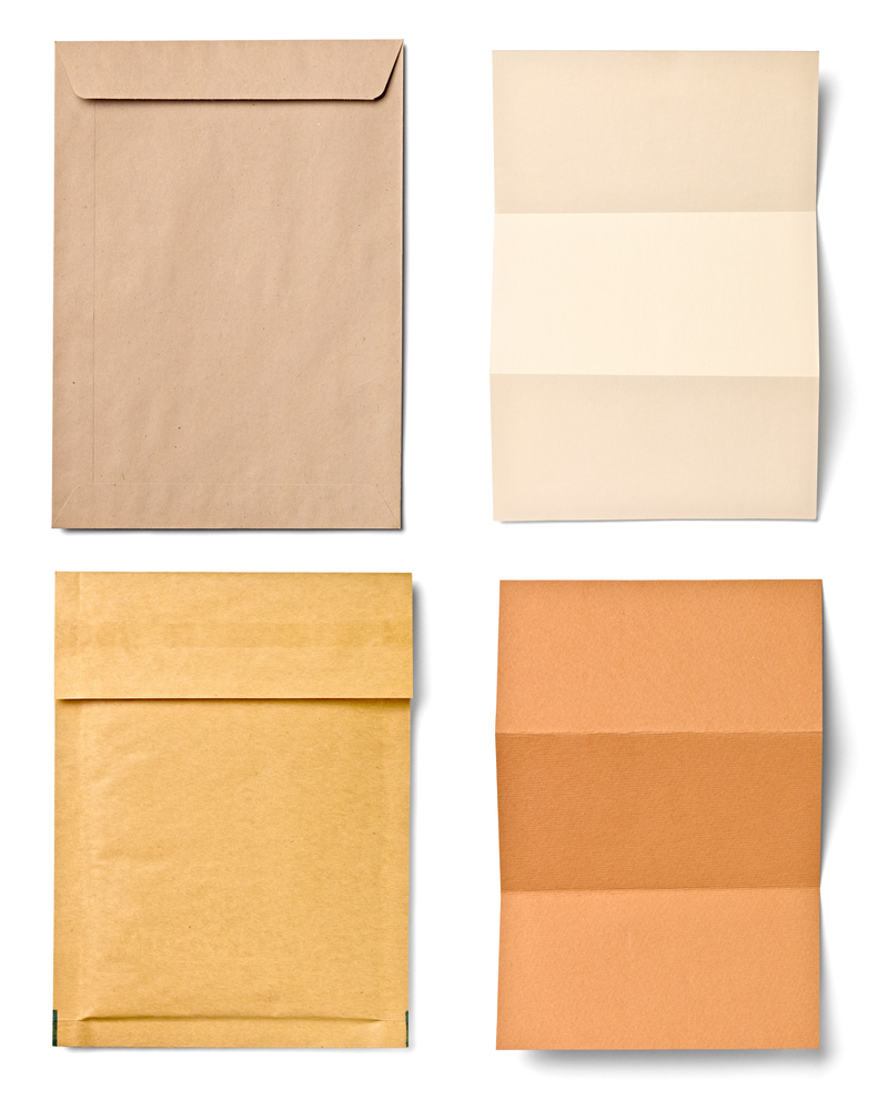 collection of  various grunge papers and envelopes on white background. each one is shot separately